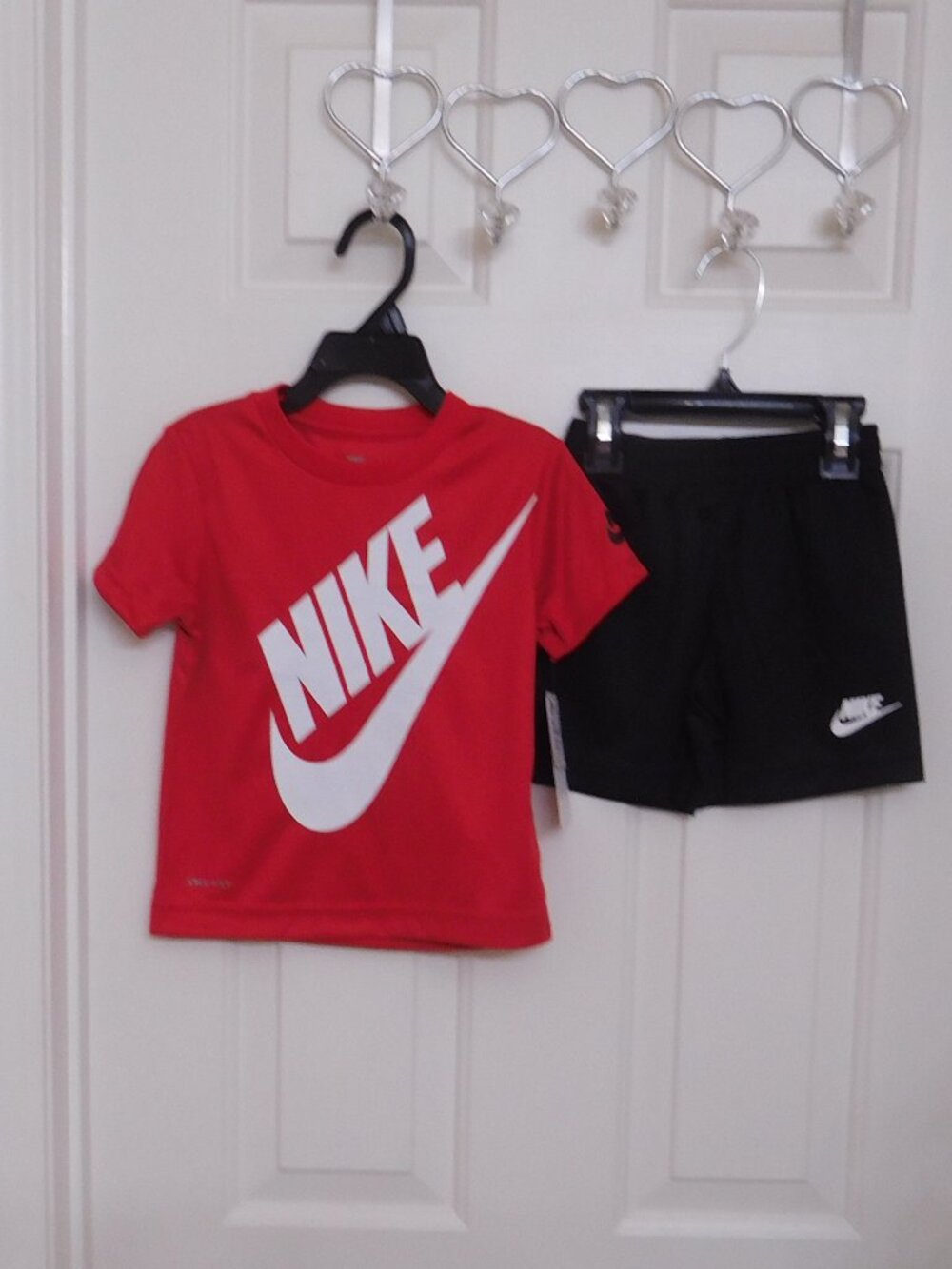 NWT 5 Nike Outfits 2pc Shirt & Shorts Sets Reds Grays Blue Bundle sz 3t - Picture 3 of 6